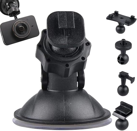 Gps Suction Cup Mount - Car Suction Cup for Dash Cam Holder - 360 Degree Angle Car Mount with 5 Types Adapter for Driving DVR Camera Camcorder GPS Action Cameras