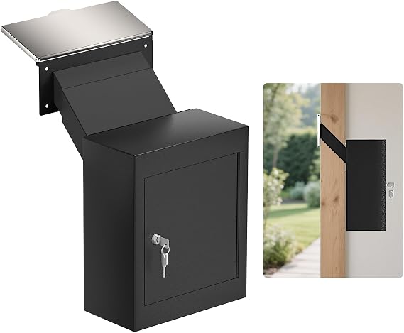 POCHAR Through-the-Wall Drop Box with Rainproof Cover & Adjustable Chute