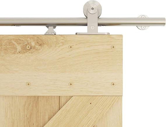DIYHD 6FT Barn Door Hardware with Integrated Soft Close, Stainless Steel | Dual dampers, quiet operation, fit door up to 36" wide, supports 176 lbs, ideal for studios, closets, and interiors