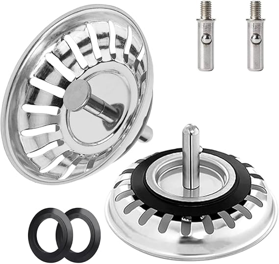 2PC Kitchen Sink Strainer 78mm Plug | Stainless Steel, Durable & Thicken for Kitchen Sink, Replacement for Food/Hair Catcher Sink Accessories- UK Sinks Hole Diameter (Silver-2, 78mm)