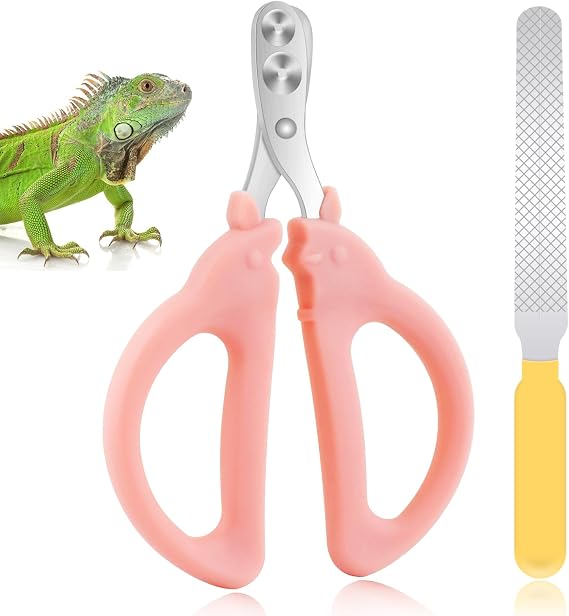 Cat Nail Clippers with Nail File, Kitten Claw Nail Clippers for Trimming, Stainless Steel Pet Bearded Nail Clippers Tool for Dragon, Guinea Pig, Rabbits, Birds, Ferret Small Breed Animals(Pink)