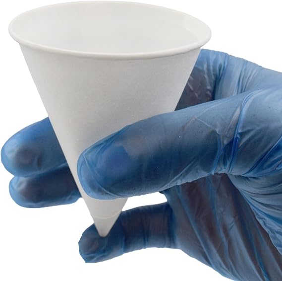 4oz Water Cone Cups – Biodegradable, Leakproof, White Paper Cone for Water Dispenser, Snow Cones, Ice Cream, Office, School, Hospital, Party (200)