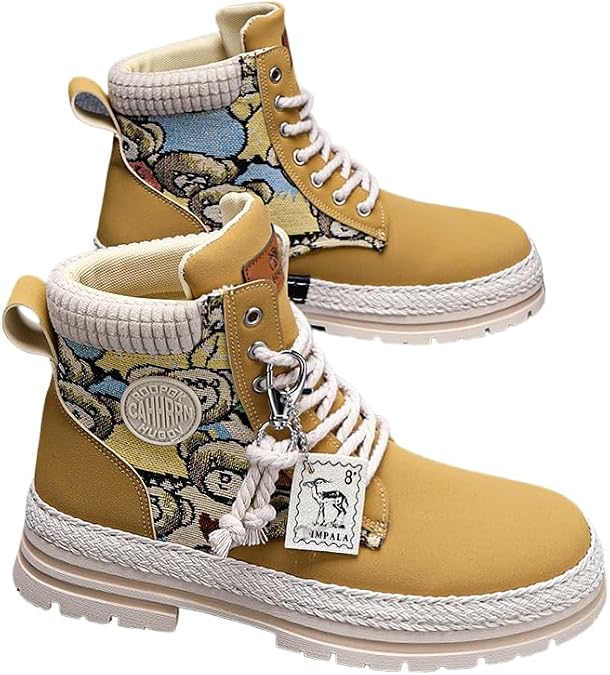 Men's High-Top Sneakers: Durable Thick-Soled lace-up Casual Shoes, Suitable for Outdoor and Everyday wear, Featuring Slip-Resistant Soles.
