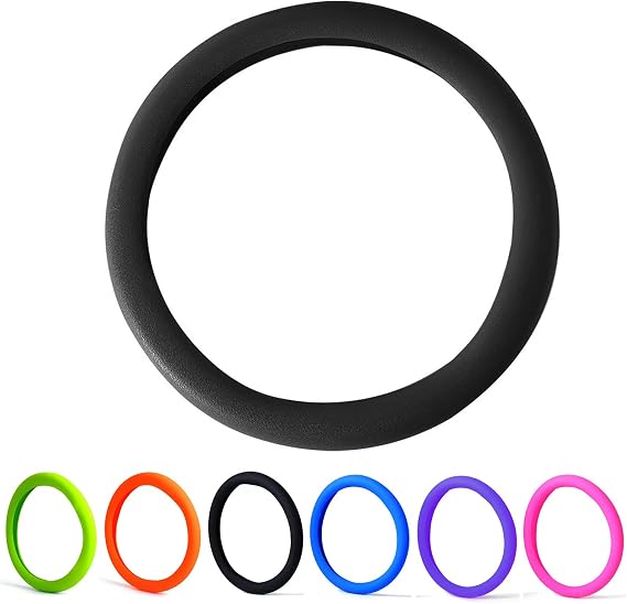 30% Thicker Universal Stretchy Silicone Steering Wheel Cover for 14 15 16 Wheels - Anti-Slip Grip & Enhanced Control for Men & Women, All Weather Protection (Black)
