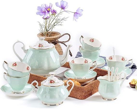 Afternoon Tea Set Tea Sets with Teapot Bone China Tea Cup and Saucer for Adults Bone China Wedding Tea Service,