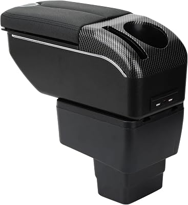 Armrest Compatible with Mazda 2 2015-2024 Center Console Organizer Box Double Door Style Usable for Elbow Support Black Style