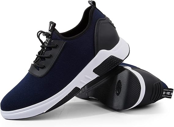 AIRFUL Men's Elevator Business Sneakers - Height Increasing Leather Sport Sneaker 3.14 Inches Invisible Height Increasing Non-Slip Casual Hiking Shoes (Color : Black, Size : 5 UK)
