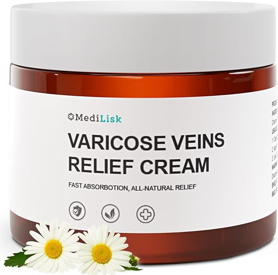 MediLisk Varicose Veins Treatment Cream Relief for Spider Veins, Leg Swelling & Circulation, Fast-Acting Natural Varicose Veins Cream for Legs 50g Pack of 1