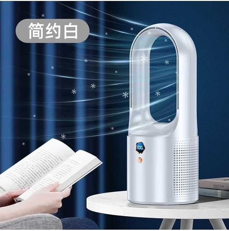 Junglee Mini Klima Led Ekran Masaüstü Soğutucu Soğutma Fanı Ev Ve Ofis Için Taşınabilir Sessiz Şarjlı Fan Beyaz MİNİKLİMA
