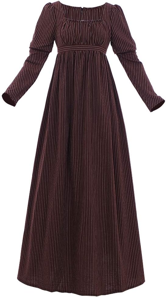 1791's lady Regency Dress Jane Austen Vintage Dress High Waistline Tea Gown