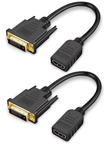 CableCreation DVI to HDMI Cable 0.5FT 2Pack, HDMI to DVI-D(24+1) Adapter | Short Female to Male, 1080P DVI-D to HDMI Conveter for PC, TV Box, PS5, Blue-ray, Xbox, Switch