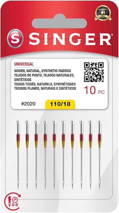 SINGER 10-Pack Universal 2020 Sewing Machine Needles, Size 110/18