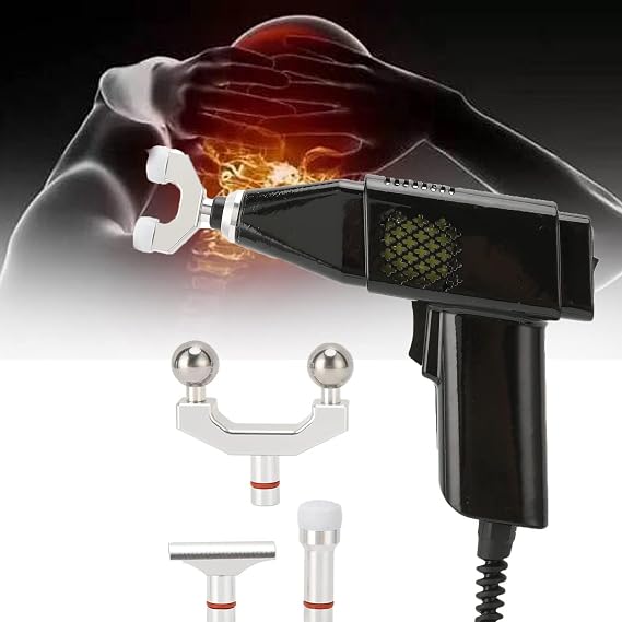 Chiropractic Adjusting Tool Instrument Electric Impulse Gun Actuator Massager Professional Massage Equipment Magnetic Therapy Massage Gun(Black)