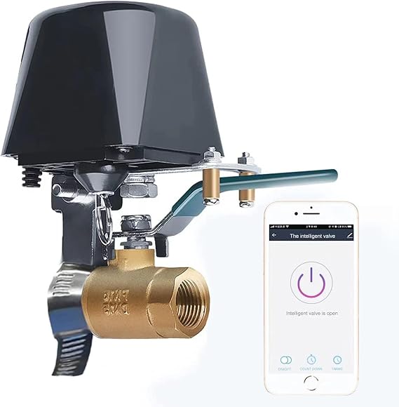 Smart Water Valve, WiFi Water Valve, Upgraded Version of Intelligent Water Valve Closing, Automatic Ball Valve Watering Timer, Sprinkler Controller, Smart Life App, Compatible with Alexa and Google
