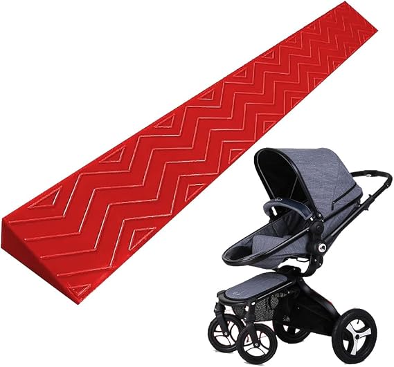 Non-Slip Threshold Ramp, Heavy Duty Driveway Curb Ramp for Forklifts Trucks Buses Cars Wheelchairs Bikes,Red,100 * 10 * 4.5 cm