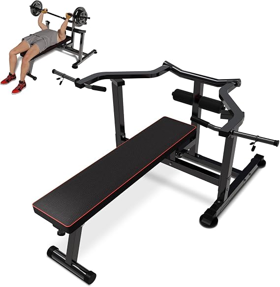 Westfital Chest Press Machine with Bench Press Rack, Adjustable Flat Incline Bench, Dumbbell Rack for Chest, Arm and AB Workouts