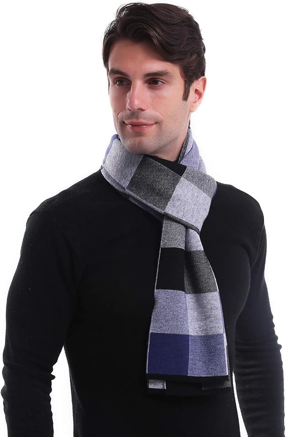 KEECOW Mens Merino Wool Winter Scarf Classic Warm Soft Thick Long