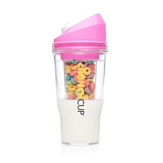 CRUNCHCUP XL Portable Cereal Cup for Breakfast On the Go - Pink