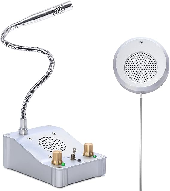 CHROX Window Speaker Intercom System, Business Anti-Interference Intercommunication Microphone And Speaker Window Counter Intercom for Bank/Office/Hospital/Ticket Booth [Energy Class A]