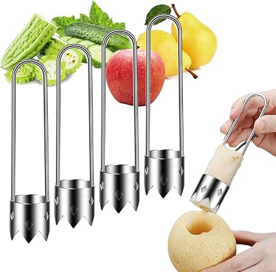 Red Bell Pepper Seed Corer, 2026 Upgraded Reusable Washable Stainless Steel Fruite Cutter Pepper Seed Remover Tool,Tool for Vegetables Fruit Corer Kitchen Gadget 4pc
