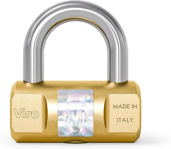 Viro | Cylindrical Padlock, 70 mm Solid Brass Base, Steel Shackle, Snap Closure, 2 Keys Supplied