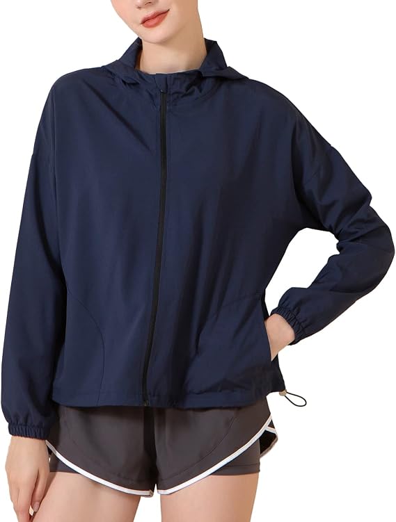 altiland Workout Zip Up Hoodie Jackets for Women, Lightweight Athletic Yoga Gym Running Shirts with Pockets UPF 50+