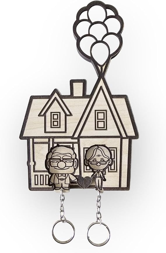 Dalyan Look Up (Up) Keychain Set, Key Hanger, Wood