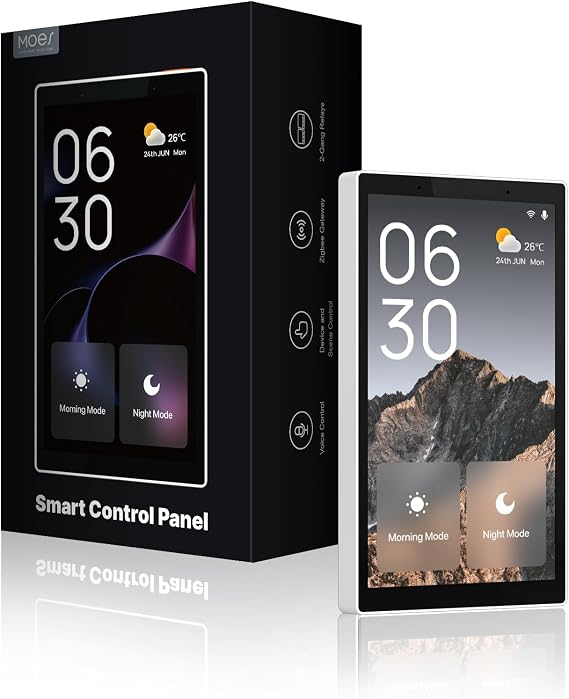 MOES Smart Home Control Panel with Alexa Built-in, Zigbee Hub | 5-Inch Touchscreen, Alexa Built-In, Zigbee Hub, Smart Life Compatible, In-Wall Panel, Scene Control, Voice Activated