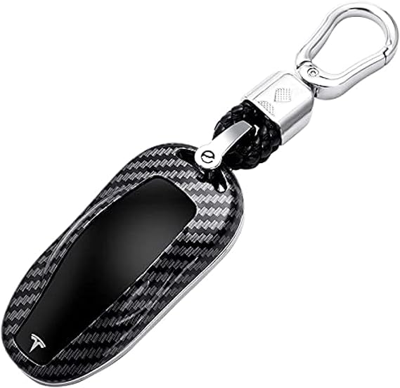 DHESPT Tesla Key Fob Cover, Tesla Key fob Protector case for Tesla Model S/3/Y, ABS Carbon Fiber Pattern Smart Remote Control Car Key Protector