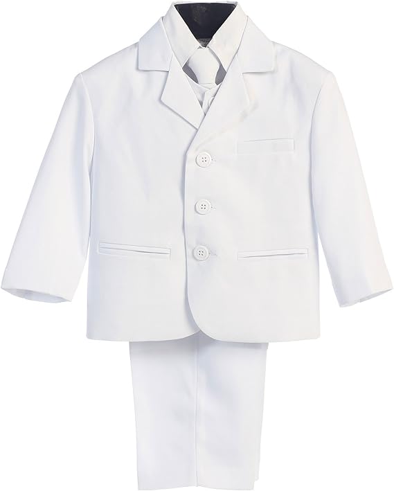 5 Piece White First Communion or Christening Suit with Shirt, Vest, and Tie (20 Husky)
