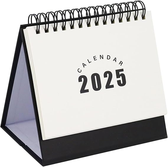 MultiBey Small Desk Calendar 2024 to 2025, Monthly Standing Flip Calendar with Steel Coil, Small 5.3" x 5.2" Desktop Calendar for Desk Office Home & School (White, 5.3" x 5.2")