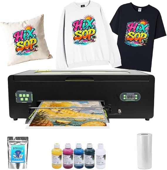 DTF Printer A3 F 1390 with Roll Feeder, DTF Transfer Printing Machine with White Ink Circulation System and Semi-Automatic Cleaning for DIY T Shirt Printing (Printer+Film+Software)