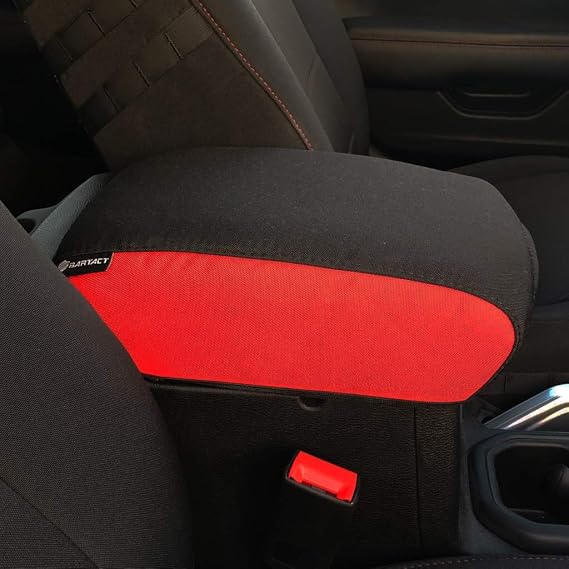 Bartact Padded Center Console Arm Rest Cover Compatible with Jeep Wrangler JL & JLU 2018+ Black/Red