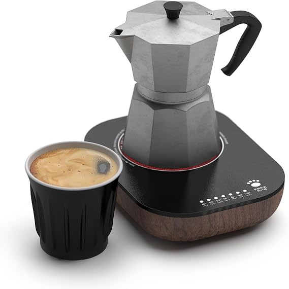 TMASTER 240W Small Electric Hot Plate,Mini Stove Portable Stove Kitchen Cooktop Electric Heater,Single Burner, Perfect Size For Moka Pot, Melting Wax And More (Black Walnut Violent Cat 240W)