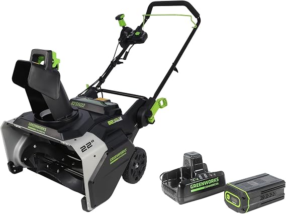 Greenworks 82V 22" Snow Thrower, 5.0Ah Battery + Dual Port Charger