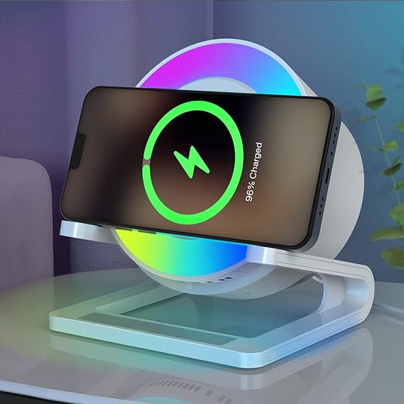 Night Lights Bluetooth Speaker, Bedside Lamp with Wireless Charger [Energy Class F]
