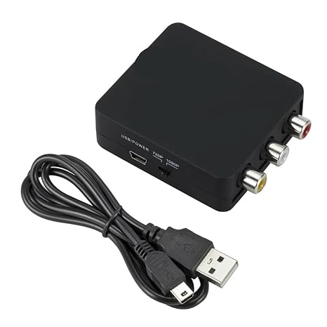 1080P HDMI-Compatible to AV Scaler Adapter Video Composite Converter Box AV R/CA to HDMI-Compatible CVSB L/R Video Scaler Adapter(AV2HD Black)