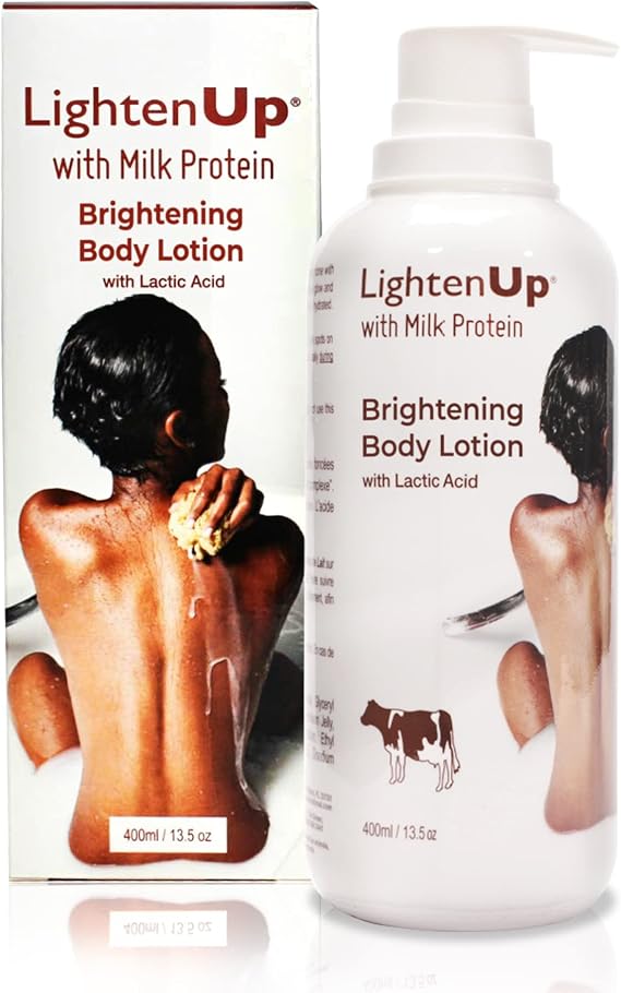 LightenUp, Lactic Acid Lotion | 13.5 Fl oz / 400ml | AHA Body Cream | Fade Dark Spots on Body, Knees, Armpit, Underarm | with Shea Butter, For Women and Men