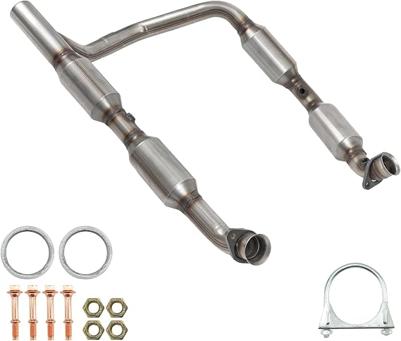 Torchtree 50493 Catalytic Converter For E-350 Super Duty/E-250/E-150 2005-2008, E-350 Club Wagon/E-150 Club Wagon 2005 5.4L, Stainless Steel High Flow Catalytic Convertor, Catalyst converter, 2pcs