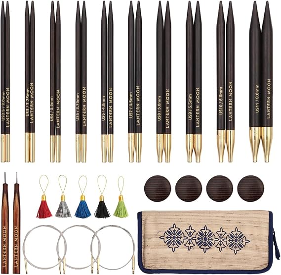 Lantern Moon Heirloom Interchangeable Circular Knitting Needle Set 5" (13 CM) | 10 US Sizes (2.5 to 11)