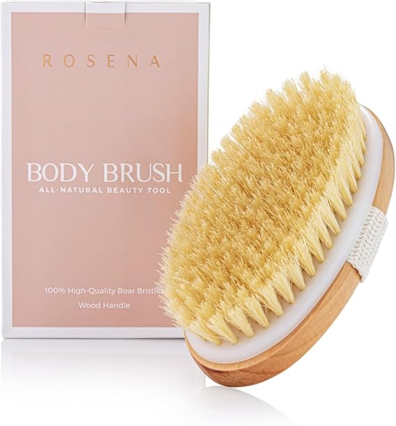 Dry Body Brush - Ideal for Exfoliating Dry Skin, Lymphatic Drainage and Cellulite Treatment - Organic Exfoliator & Massage Brush (Oval)