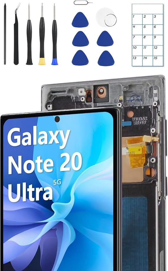 for Galaxy Note 20 Ultra OLED Screen Replacement with Frame and Tools | OLED DisplayUS VersionFingerprint SensorFull Tool KitInstallation Guide