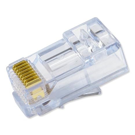 Simply45 Unshielded Pass-Through RJ45 Modular Plugs - 24AWG Solid for CAT5e UTP Cables and 28-26AWG Stranded - Light Blue Tint - 100 Piece Jar -