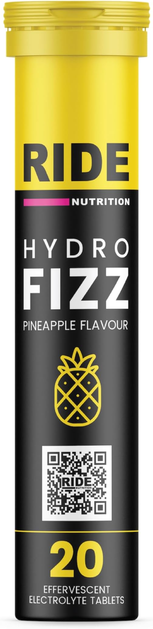 Hydro Fizz Electrolyte Tablets | 500mg Sodium | High Strength Quad Blend | Hydration 20 Servings | Cycling & Endurance Sports | Gluten Free & Vegan Friendly | Pineapple