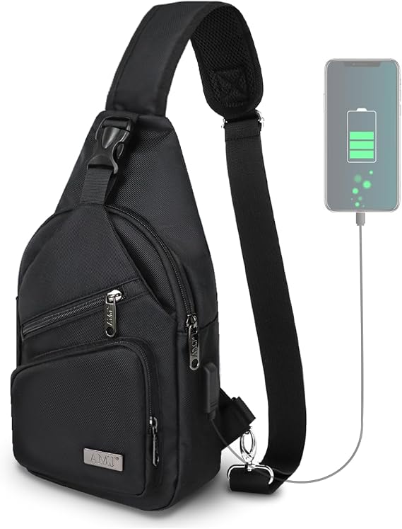 AMJ Crossbody Sling Bag Men Women, Casual Shoulder Backpack, Chest Daypack Satchel for Hiking Travel