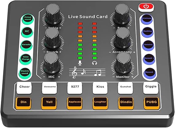 M8 DJ Controller Audio Interface with Mixer, Live Sound Card, Effects, Voice Changer, Perfect for Live Streaming/Podcasting/Gaming, Black, USB, Bluetooth