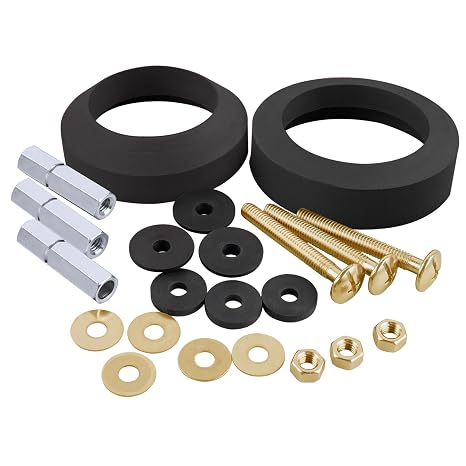 Universal 2 Pack Toilet Tank to Bowl Gasket with 3 Pack Metal Hardware