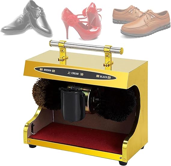 Electric Shoe Shine Machine, Shoe Polisher Automatic Induction, Fully Automatic Induction Shoe Polishing Machine with Double Combination Brush, Low Noise and Easy to Clean, for Family Hotel