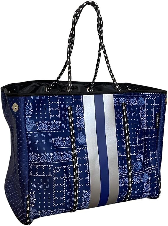 Dallas Hill Designs Large Tote Bag for Women | Neoprene Shoulder Purse | Travel, Beach, Gym Handbag | Extra Pouch