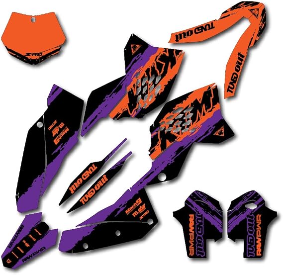Black, Orange & Purple Slick Racing Graphics Kit fits 07-10 KTM SX SXF XC XCF 125 150 200 250 300 450 Decal Sticker kit